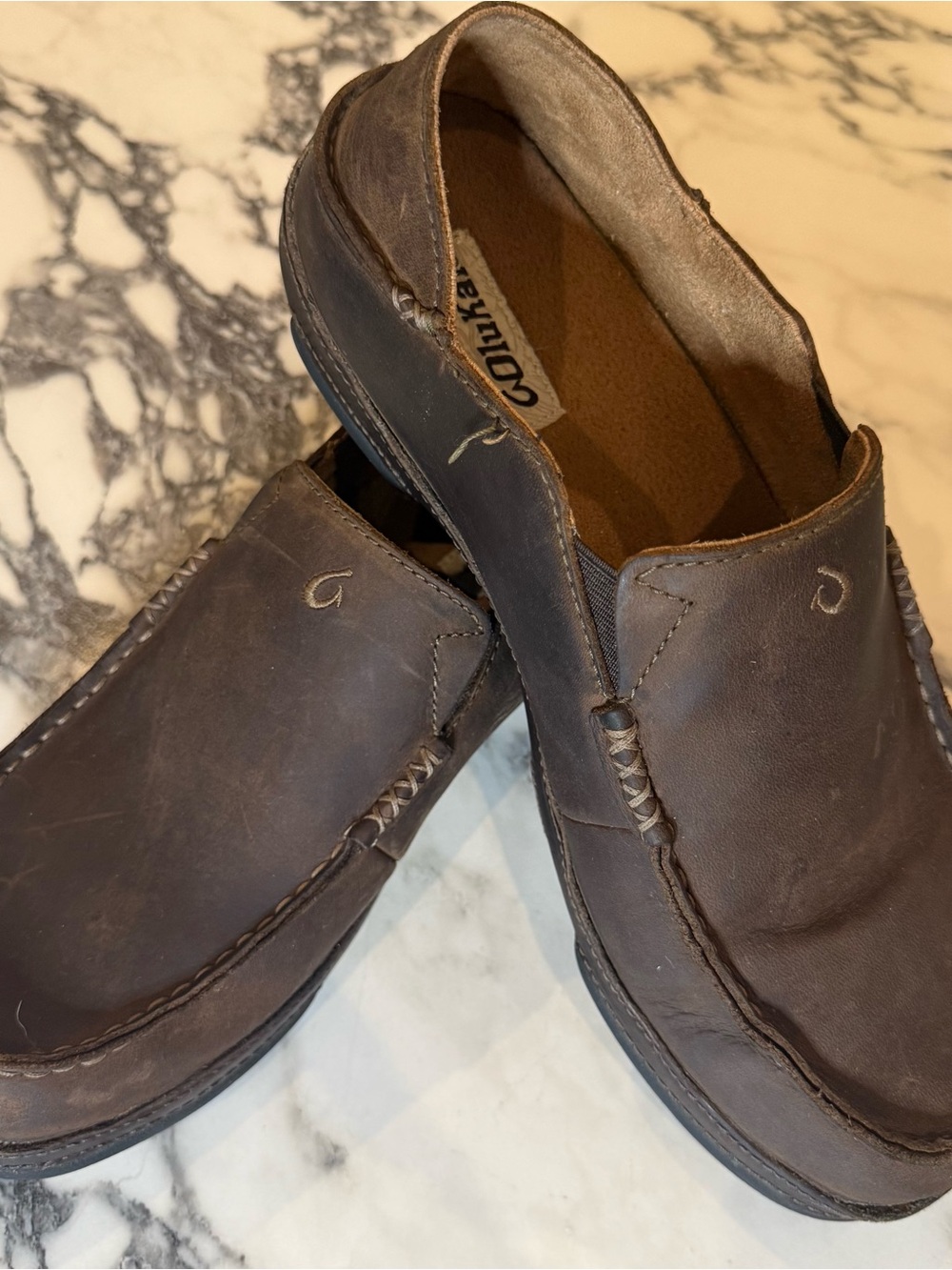 OluKai Moloa Men's Leather Slip On Shoes Loafers Brown Comfort Size 10.5 - Picture 4 of 13